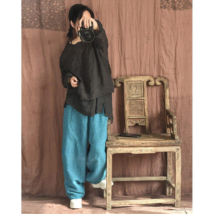 Spring Retro Loose Linen Casual Wide Leg Pants - ZYLIRA