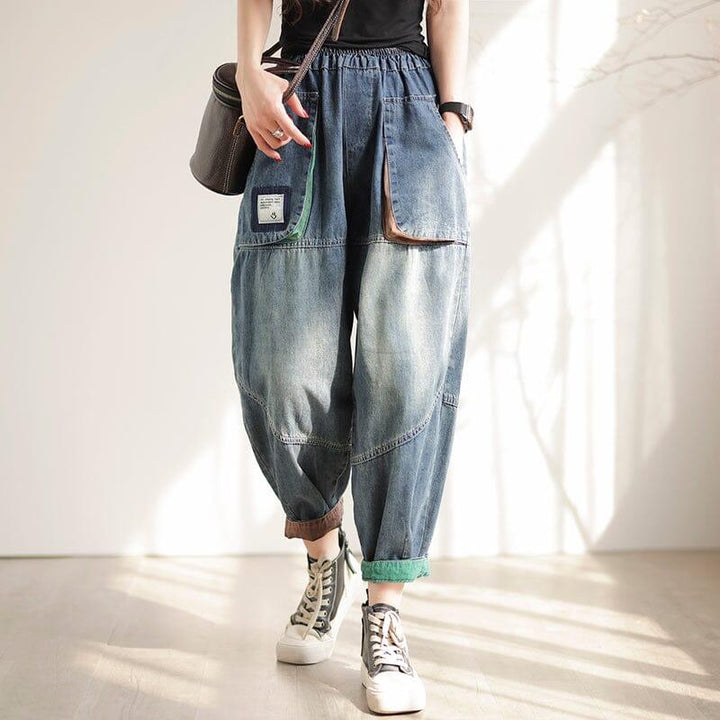 Spring Retro Loose Patchwork Casual Jeans - ZYLIRA