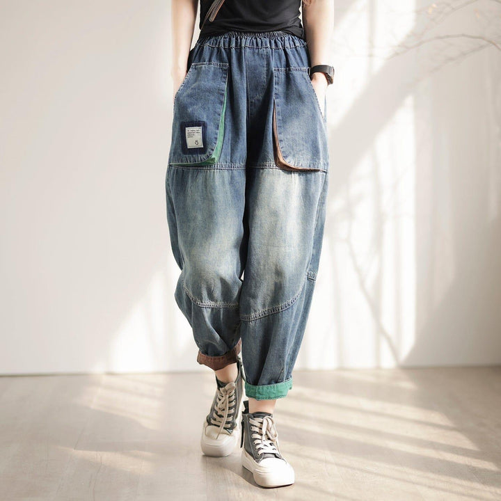 Spring Retro Loose Patchwork Casual Jeans - ZYLIRA