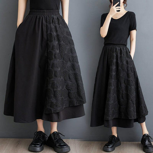 Spring Retro Minimalist Solid Jacquard Skirt - ZYLIRA