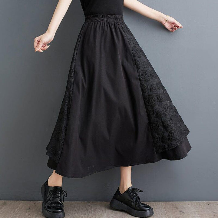 Spring Retro Minimalist Solid Jacquard Skirt - ZYLIRA