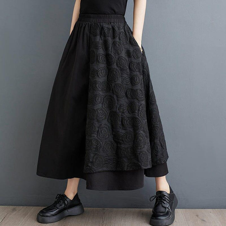 Spring Retro Minimalist Solid Jacquard Skirt - ZYLIRA