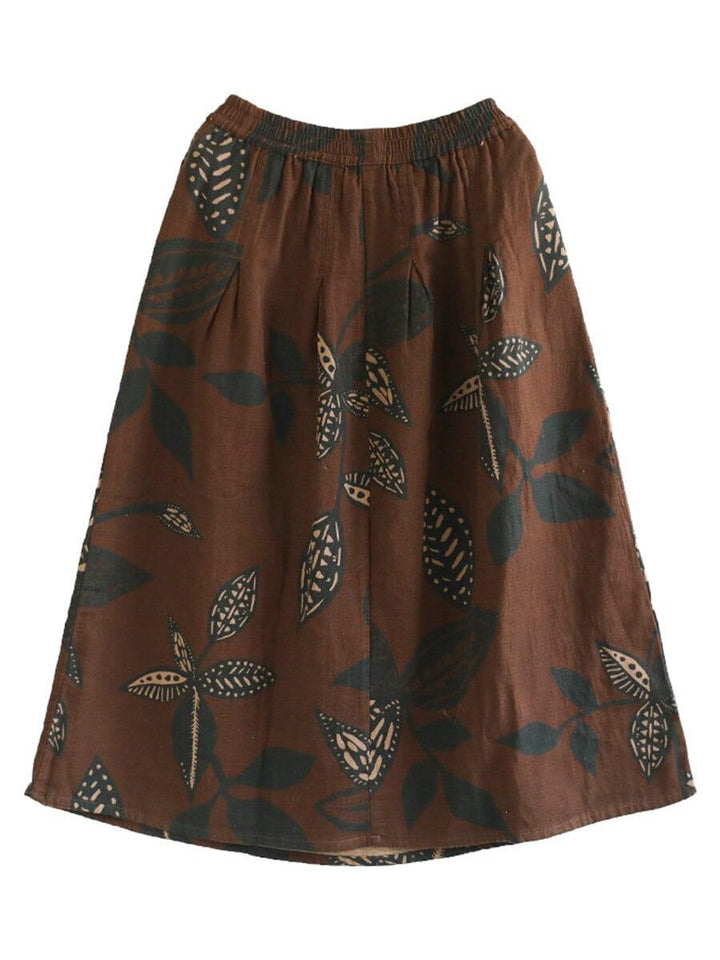 Spring Retro Print Loose Casual A-Line Skirt - ZYLIRA