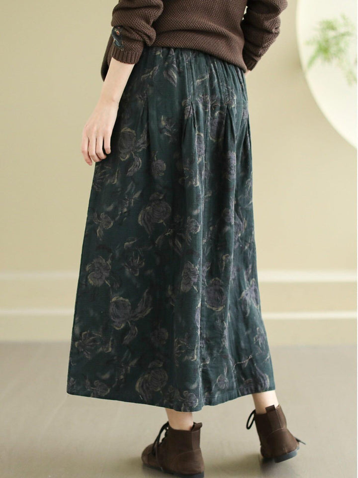 Spring Retro Print Loose Casual A-Line Skirt - ZYLIRA