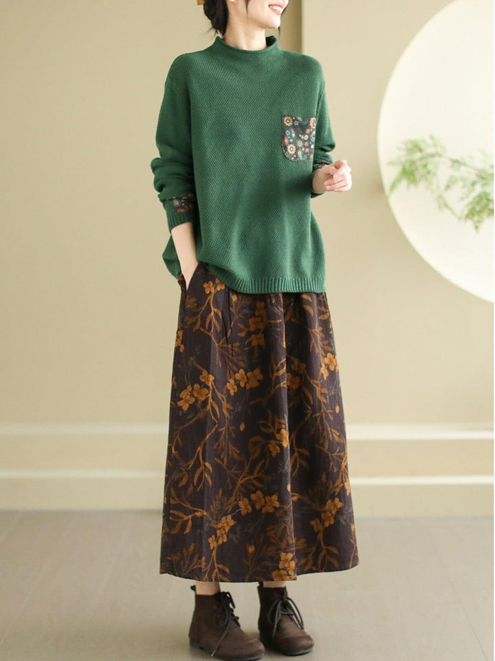 Spring Retro Print Loose Casual A-Line Skirt - ZYLIRA