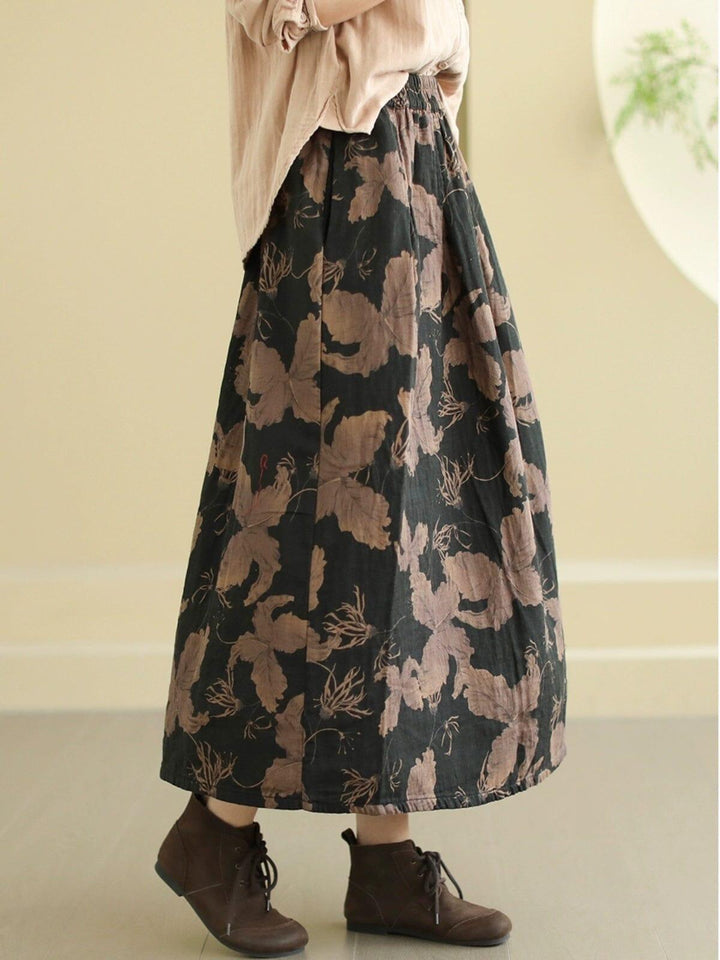 Spring Retro Print Loose Casual A-Line Skirt - ZYLIRA