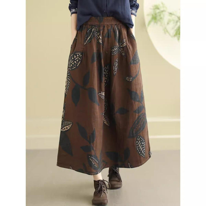 Spring Retro Print Loose Casual A-Line Skirt - ZYLIRA