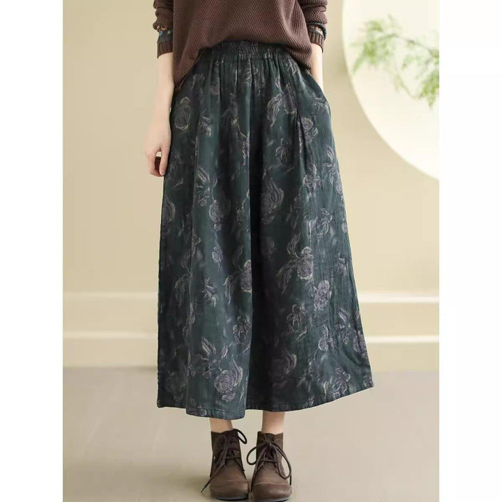 Spring Retro Print Loose Casual A-Line Skirt - ZYLIRA