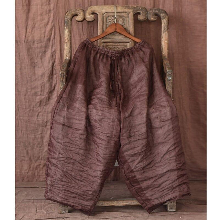 Spring Summer Double Layers Pleated Linen Pants - ZYLIRA