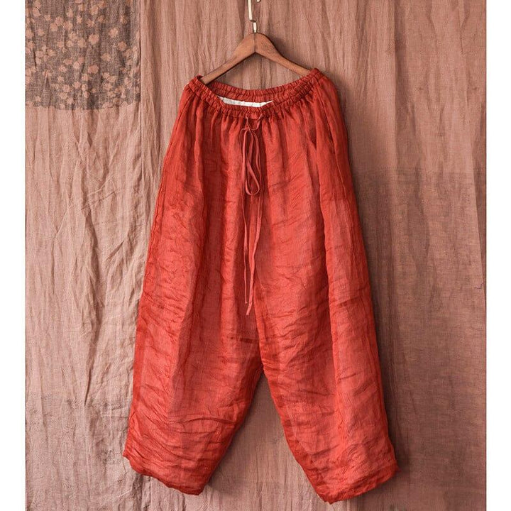 Spring Summer Double Layers Pleated Linen Pants - ZYLIRA