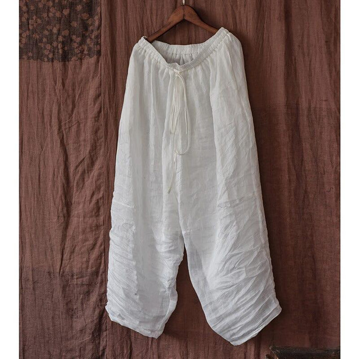 Spring Summer Double Layers Pleated Linen Pants - ZYLIRA