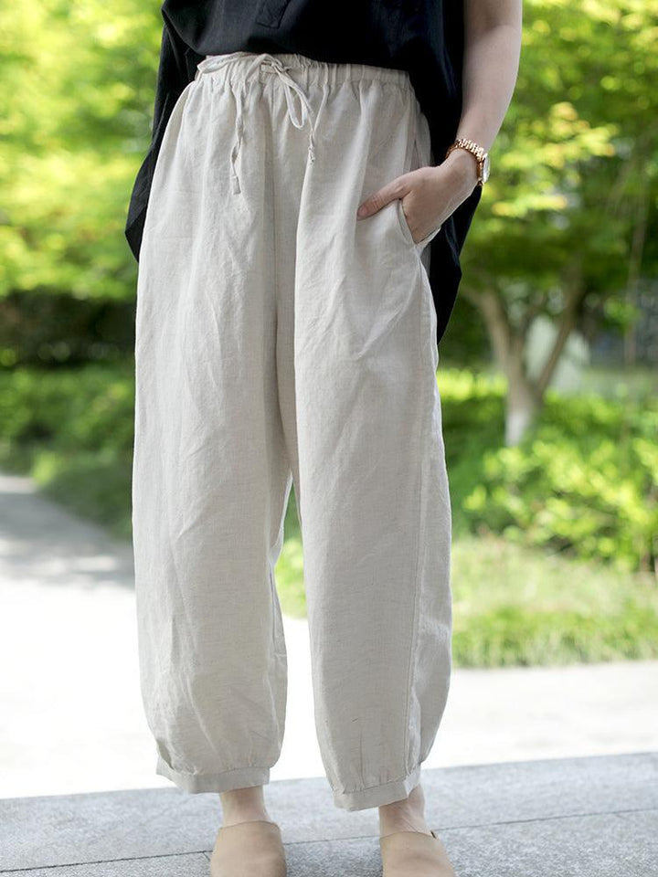 Spring Summer Loose Cotton Linen Trousers - ZYLIRA