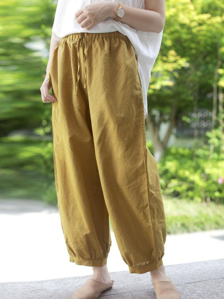 Spring Summer Loose Cotton Linen Trousers - ZYLIRA