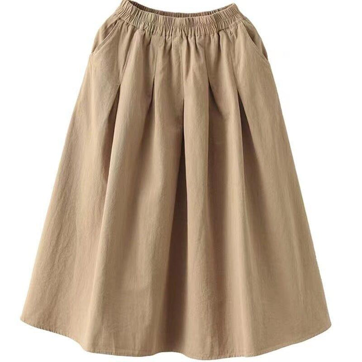 Spring Summer Retro Cotton Solid Skirt - ZYLIRA