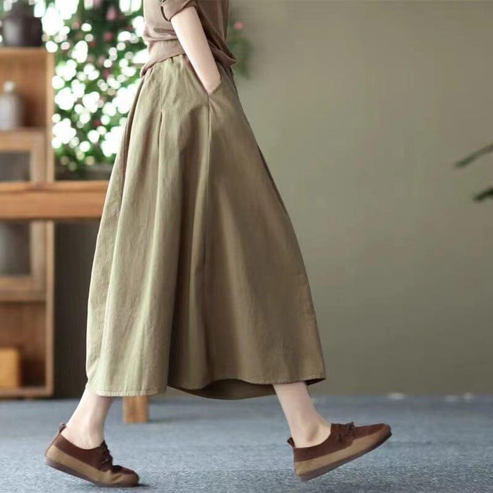 Spring Summer Retro Cotton Solid Skirt - ZYLIRA