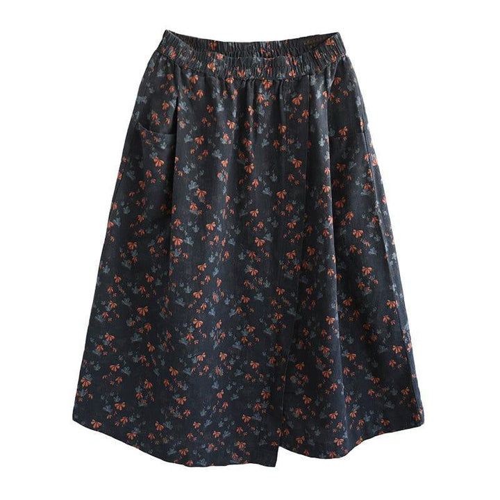 Spring Summer Retro Floral Cotton A-Line Skirt - ZYLIRA