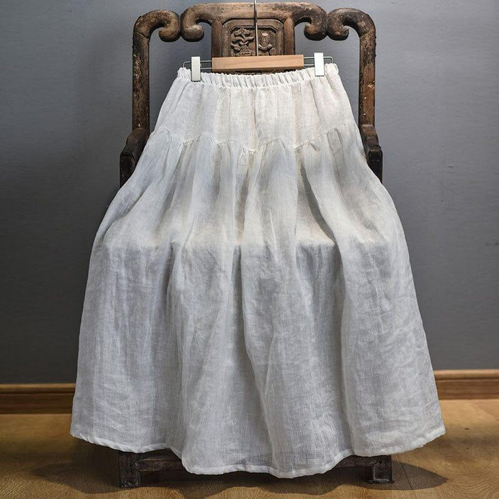 Spring Summer Solid Linen Loose Skirt - ZYLIRA