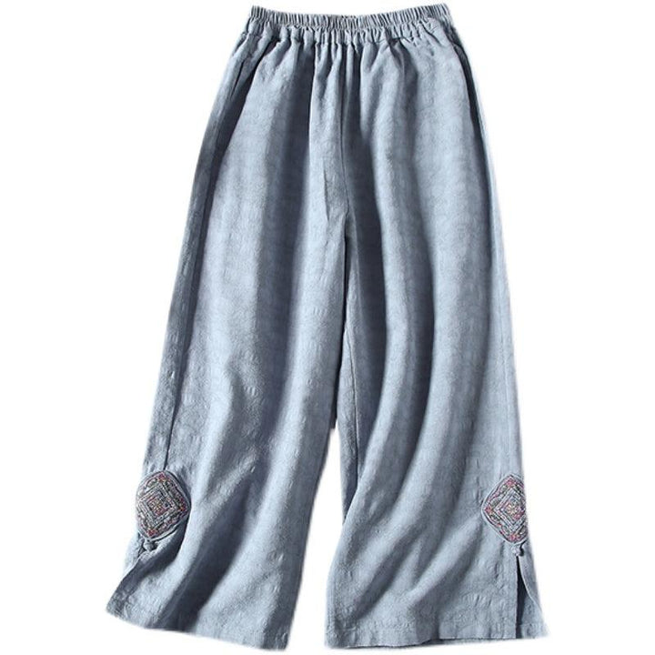 Spring Summer Women Retro Loose Patchwork Split Bottom Pants - ZYLIRA