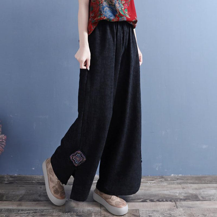 Spring Summer Women Retro Loose Patchwork Split Bottom Pants - ZYLIRA