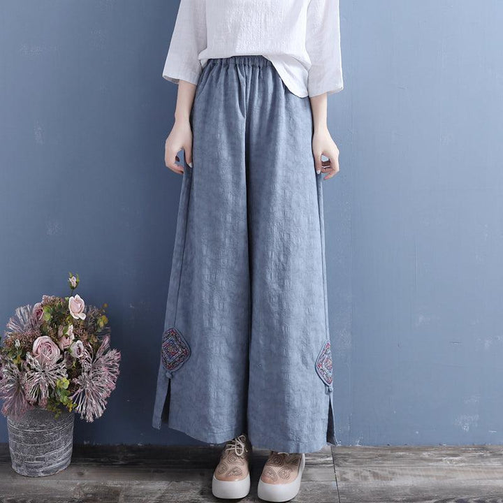 Spring Summer Women Retro Loose Patchwork Split Bottom Pants - ZYLIRA