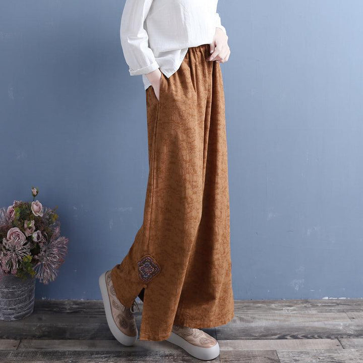 Spring Summer Women Retro Loose Patchwork Split Bottom Pants - ZYLIRA