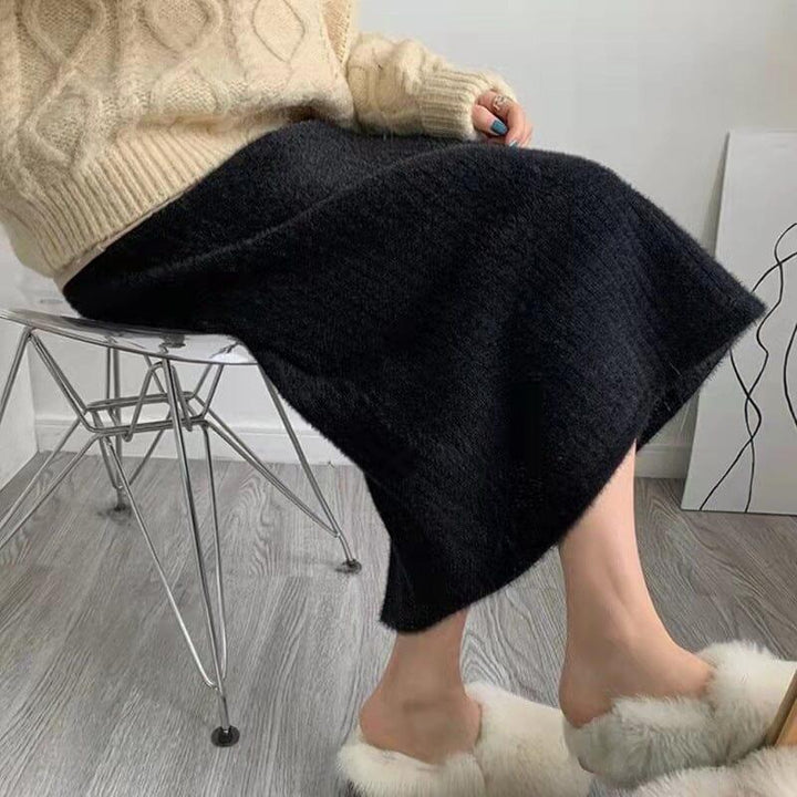 Spring Winter Minimalist Casual Fashion Elastic Fleece Skirt - ZYLIRA