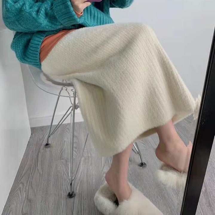 Spring Winter Minimalist Casual Fashion Elastic Fleece Skirt - ZYLIRA