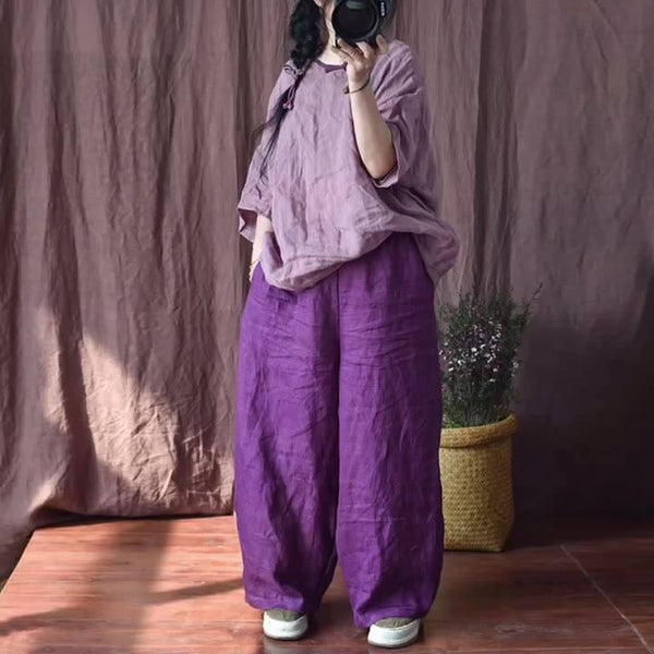 Spring Women Loose Plus Size Vintage Linen Pants - ZYLIRA