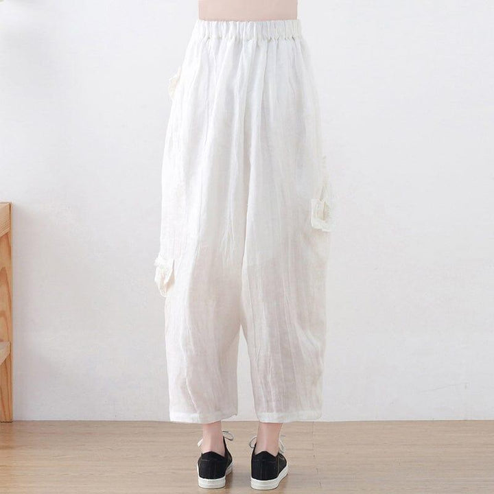 Spting Autumn Wimen Loose Casual Handamde Linen Pants - ZYLIRA