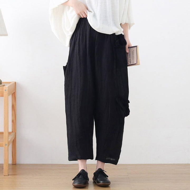 Spting Autumn Wimen Loose Casual Handamde Linen Pants - ZYLIRA