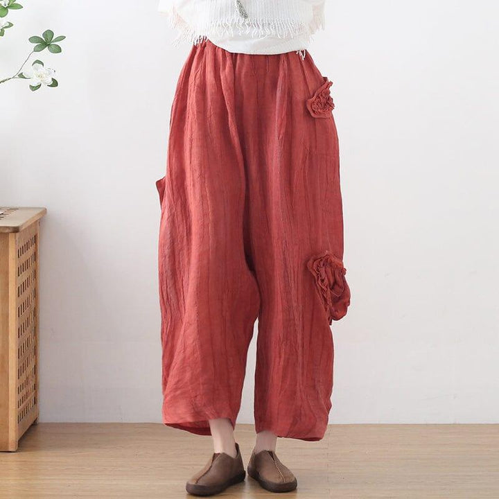 Spting Autumn Wimen Loose Casual Handamde Linen Pants - ZYLIRA