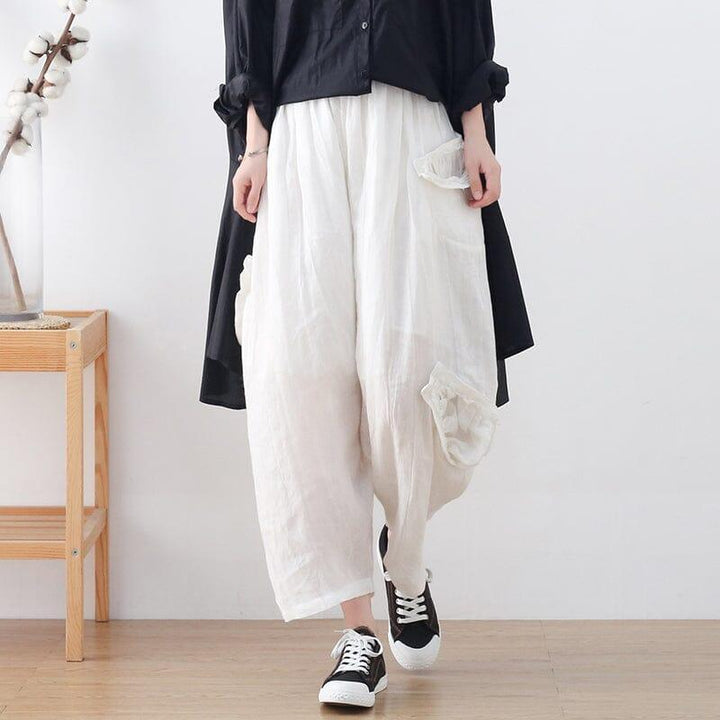 Spting Autumn Wimen Loose Casual Handamde Linen Pants - ZYLIRA