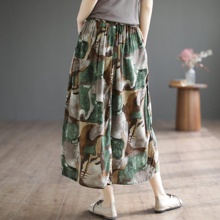 Summer Casual Floral Print Cotton A-Line Skirt - ZYLIRA