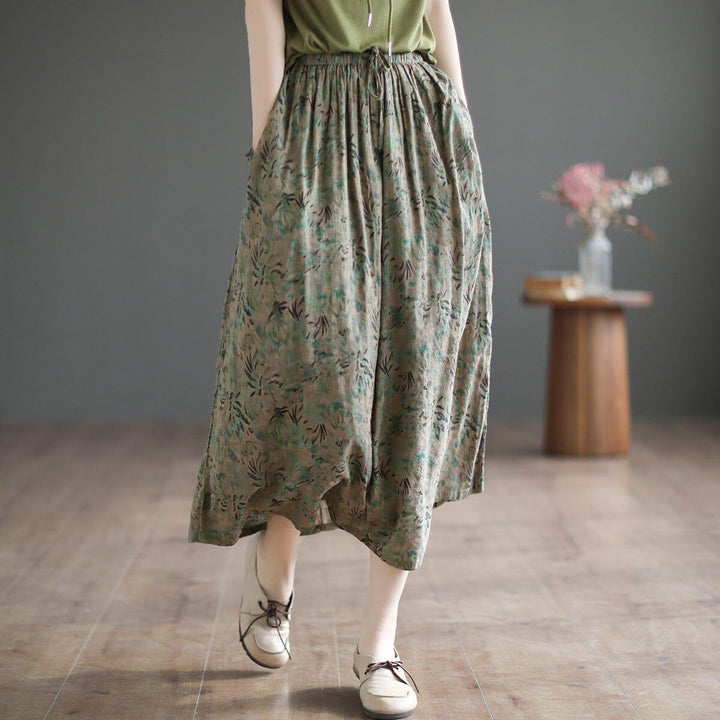 Summer Casual Floral Print Cotton A-Line Skirt - ZYLIRA