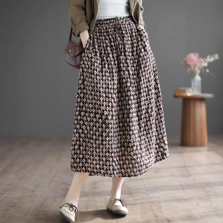 Summer Casual Floral Print Cotton A-Line Skirt - ZYLIRA