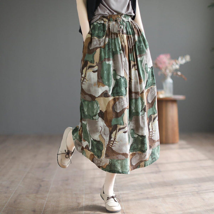 Summer Casual Floral Print Cotton A-Line Skirt - ZYLIRA