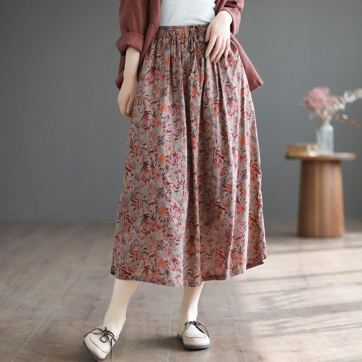 Summer Casual Floral Print Cotton A-Line Skirt - ZYLIRA