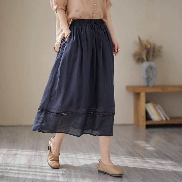 Summer Casual Loose Solid Linen Skirt - ZYLIRA