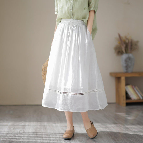 Summer Casual Loose Solid Linen Skirt - ZYLIRA