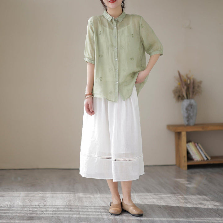 Summer Casual Loose Solid Linen Skirt - ZYLIRA