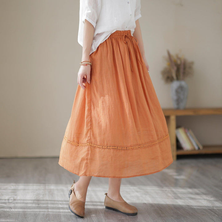 Summer Casual Loose Solid Linen Skirt - ZYLIRA