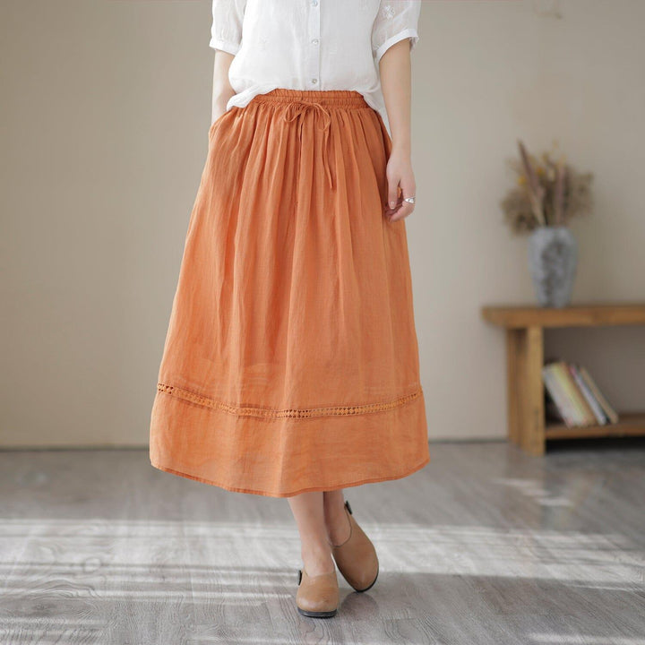 Summer Casual Loose Solid Linen Skirt - ZYLIRA