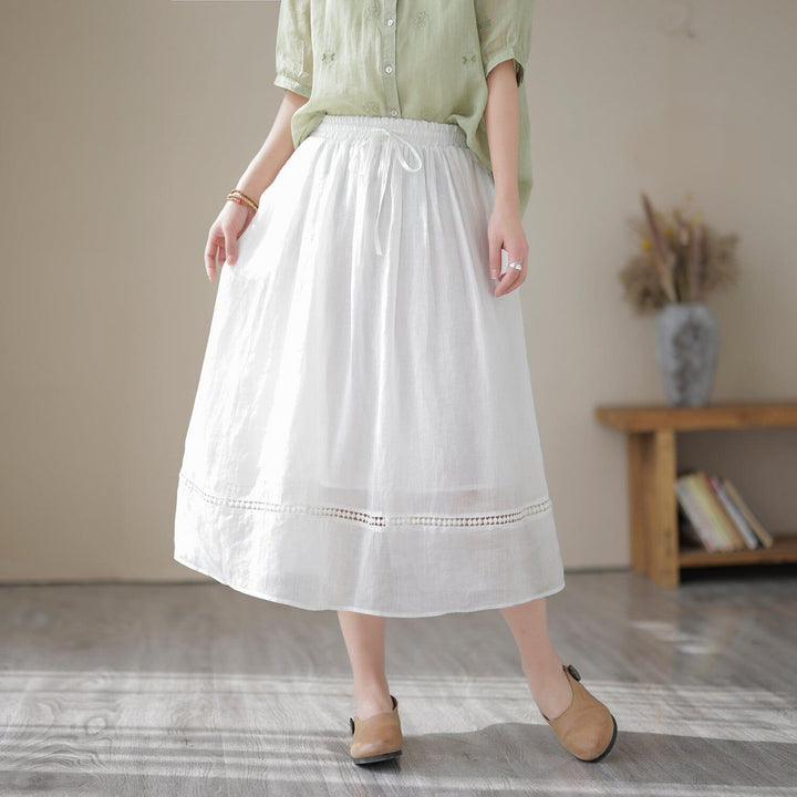 Summer Casual Loose Solid Linen Skirt - ZYLIRA