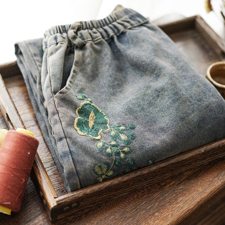 Women Summer Denim Embroidery Denim Pants - ZYLIRA