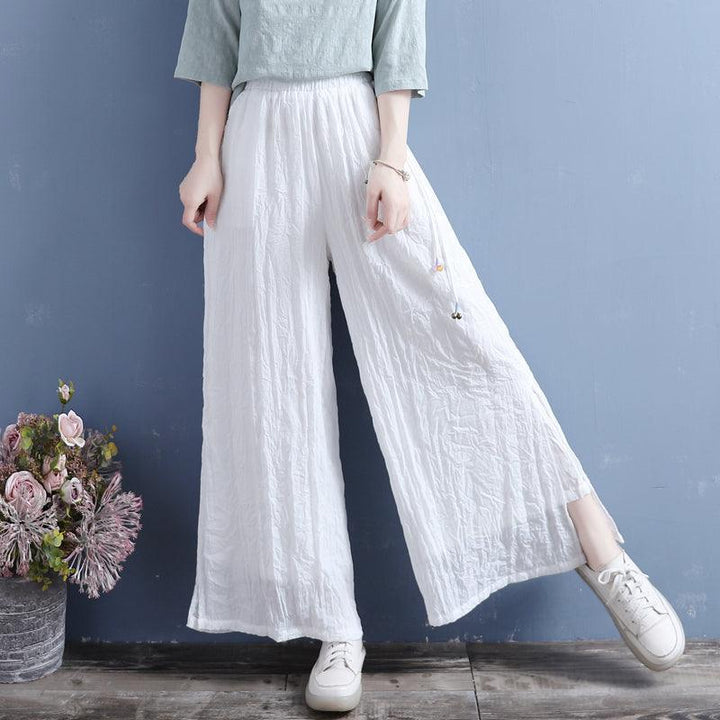 Summer Linen Loose Split Bottom Wide Leg Trousers - ZYLIRA