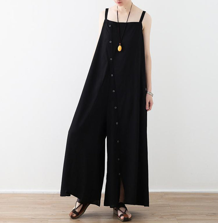 Summer Literary Asymmetrical Loose Cotton And Linen Jumpsuits - ZYLIRA