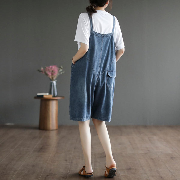 Summer Loose Casual Cotton Denim Jumpsuit - ZYLIRA