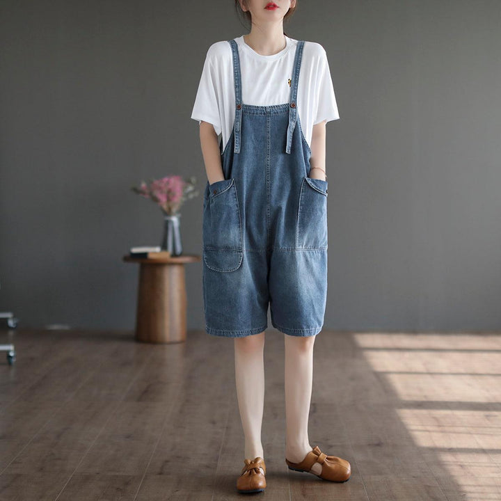 Summer Loose Casual Cotton Denim Jumpsuit - ZYLIRA