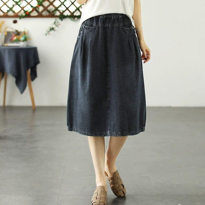 Summer Minimalist Casual Loose Denim Skirt - ZYLIRA