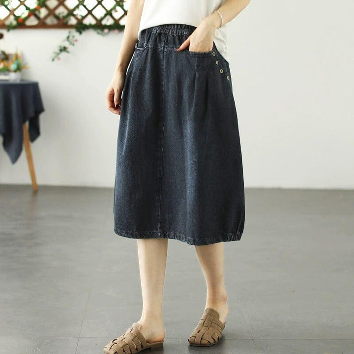 Summer Minimalist Casual Loose Denim Skirt - ZYLIRA